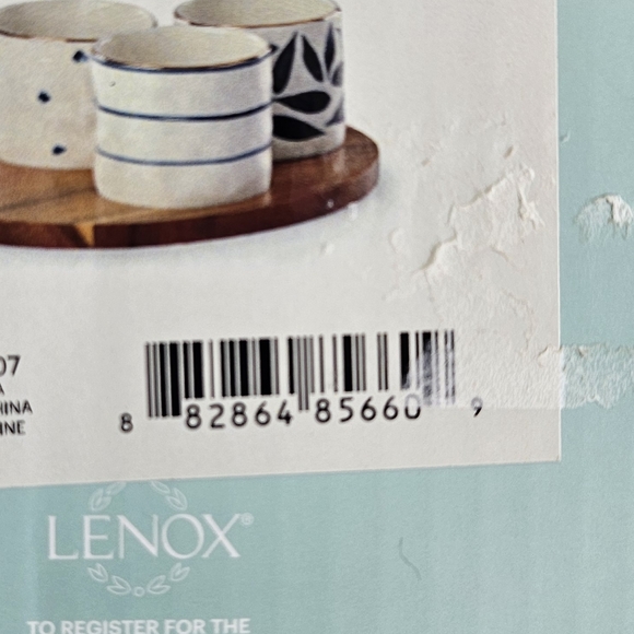 Lenox Blue Ray Round Snack Bowl with Wood Tray - Picture 9 of 9